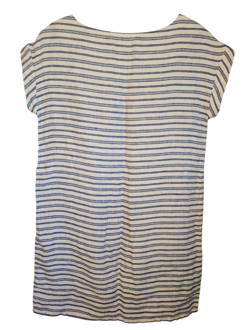 Tahari Linen Stripe Shift Dress Small Blue White Nautical Coastal Minimalist - Picture 4 of 8